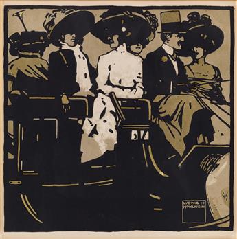 LUDWIG HOHLWEIN (1874-1949). [TURF.] Group of 3 plates. 1909. Each approximately 19x19 inches, 49x50 cm. [Kunst & Verlagsanstalt Graphi
